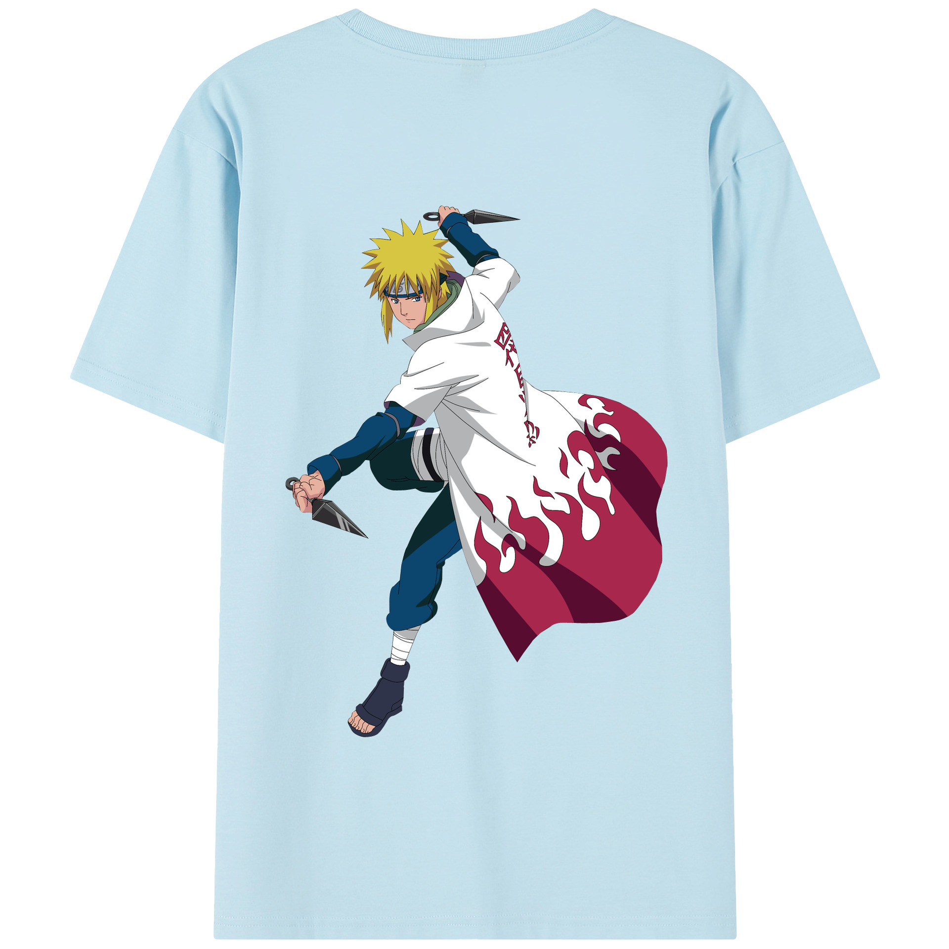 （画像用） NARUTO -ナルト- 波風 ミナト Namikaze Minato 綿100％半袖Tシャツ（背面プリント）